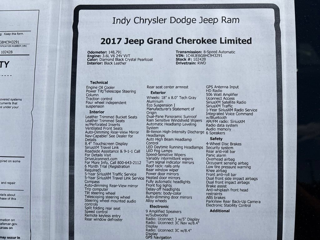 Used 2017 Jeep Grand Cherokee Limited w/ Luxury Group II RWD image 21