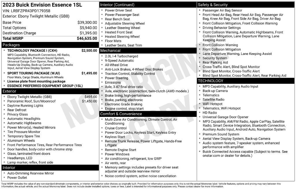 Certified 2023 Buick Envision Essence w/ Technology Package I AWD/4WD image 43