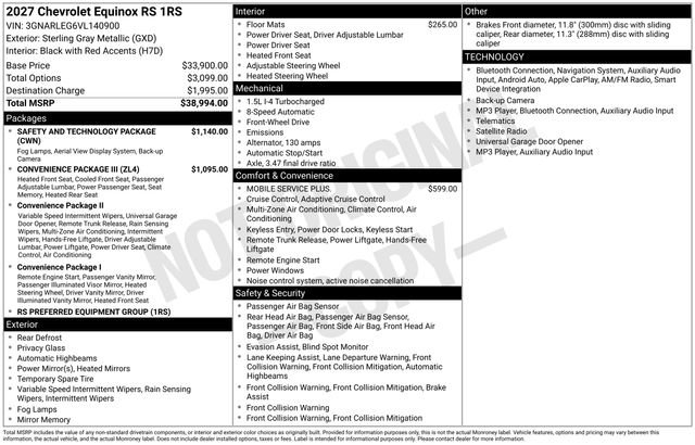 New 2027 Chevrolet Equinox RS w/ Safety and Technology Package FWD image 4