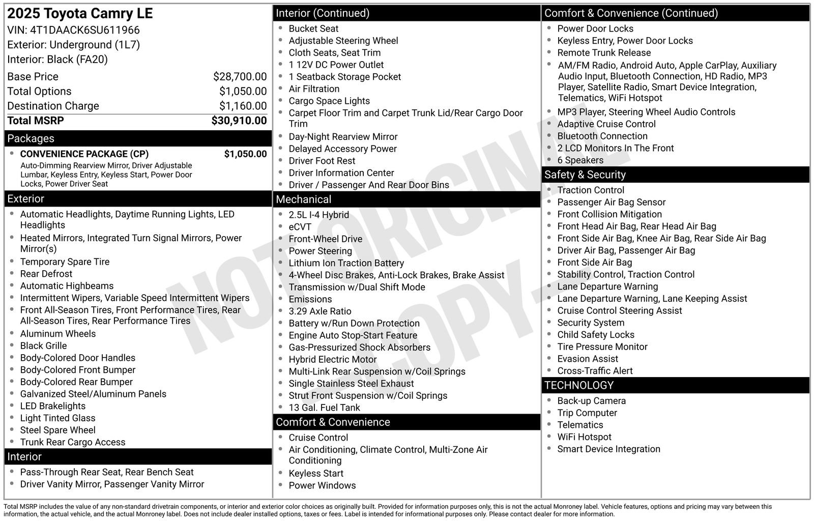 Used 2025 Toyota Camry LE w/ Convenience Package image 41