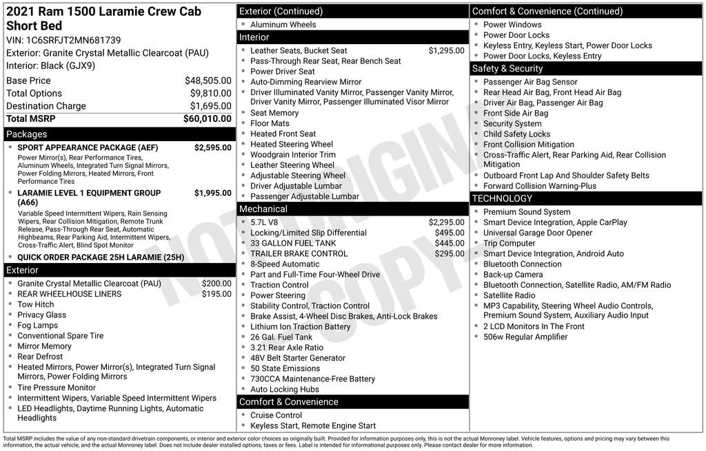Used 2021 RAM 1500 Laramie w/ Sport Appearance Package AWD/4WD image 7