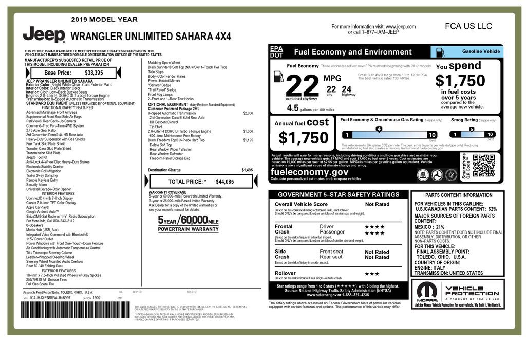 Used 2019 Jeep Wrangler Unlimited Sahara image 4