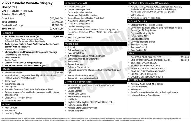 Used 2022 Chevrolet Corvette Stingray Preferred Cpe w/ Z51 Performance Package image 5