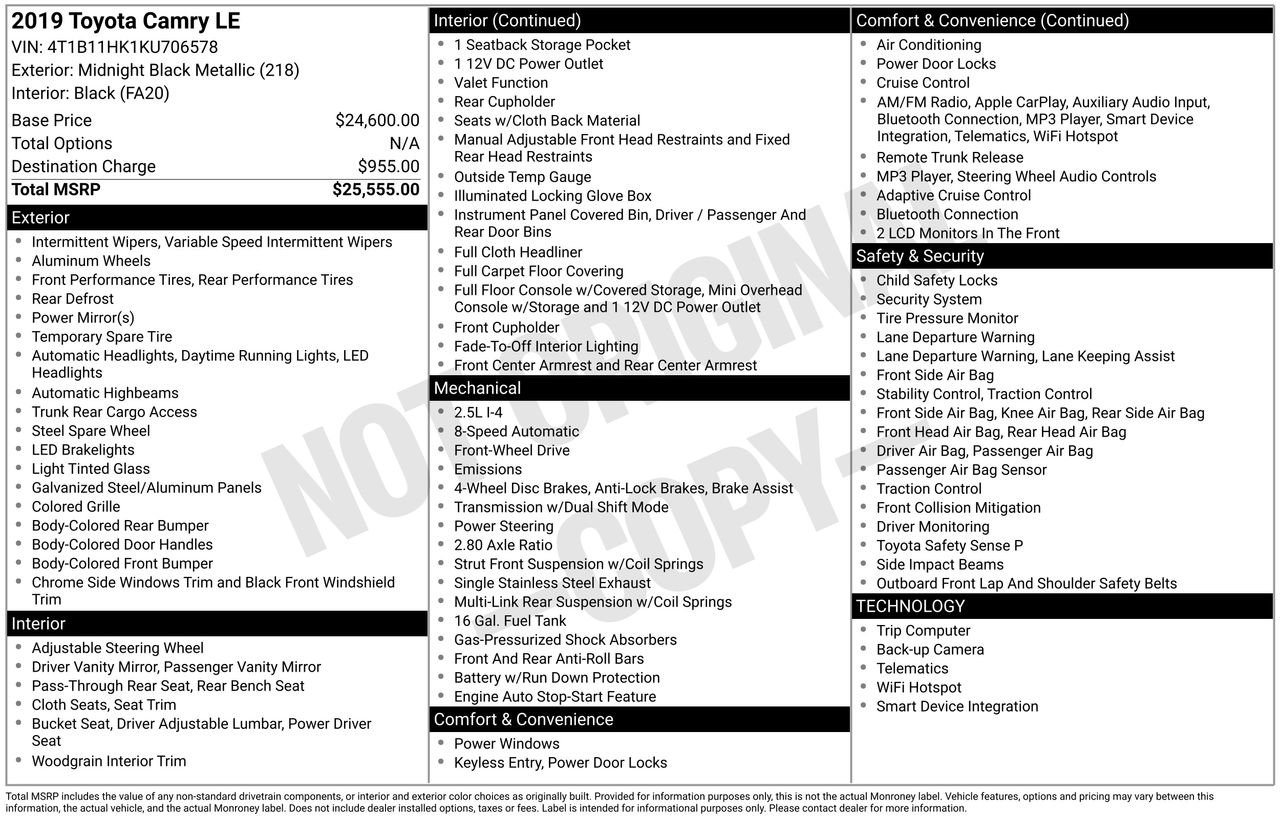 Used 2019 Toyota Camry LE image 47