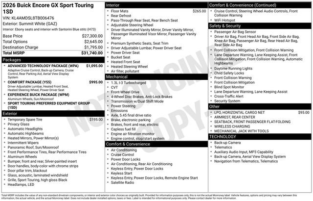 Certified 2026 Buick Encore GX Sport Touring w/ Advanced Technology Package image 6