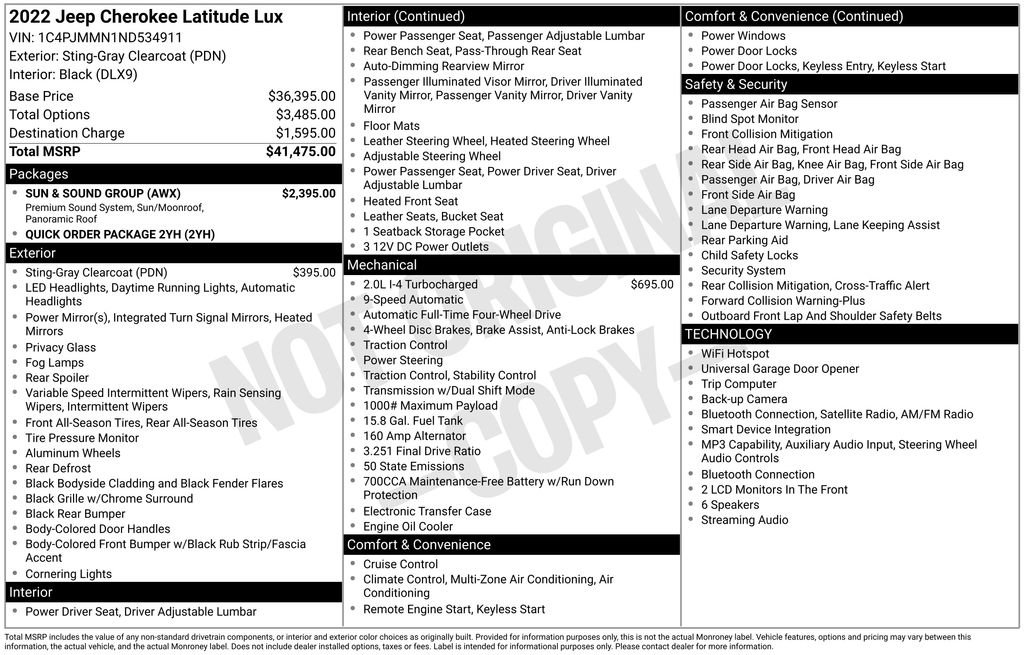 Used 2022 Jeep Cherokee Latitude Lux w/ Sun & Sound Group AWD/4WD image 36