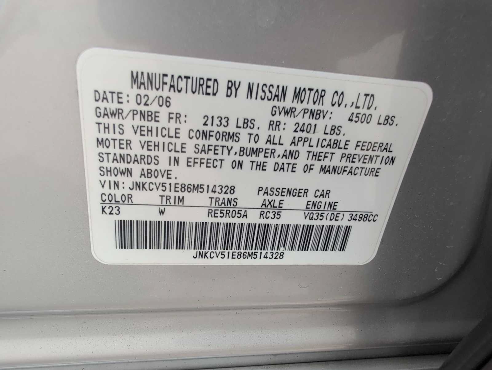 Used 2006 INFINITI G35 Sedan w/ (P02) Premium Pkg B RWD image 29