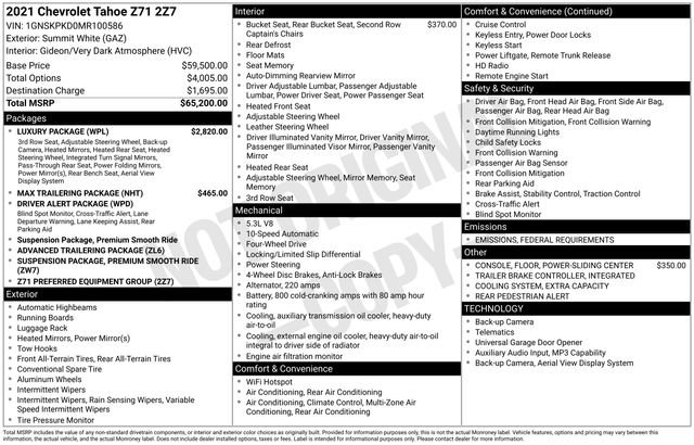 Used 2021 Chevrolet Tahoe Z71 w/ Luxury Package image 33