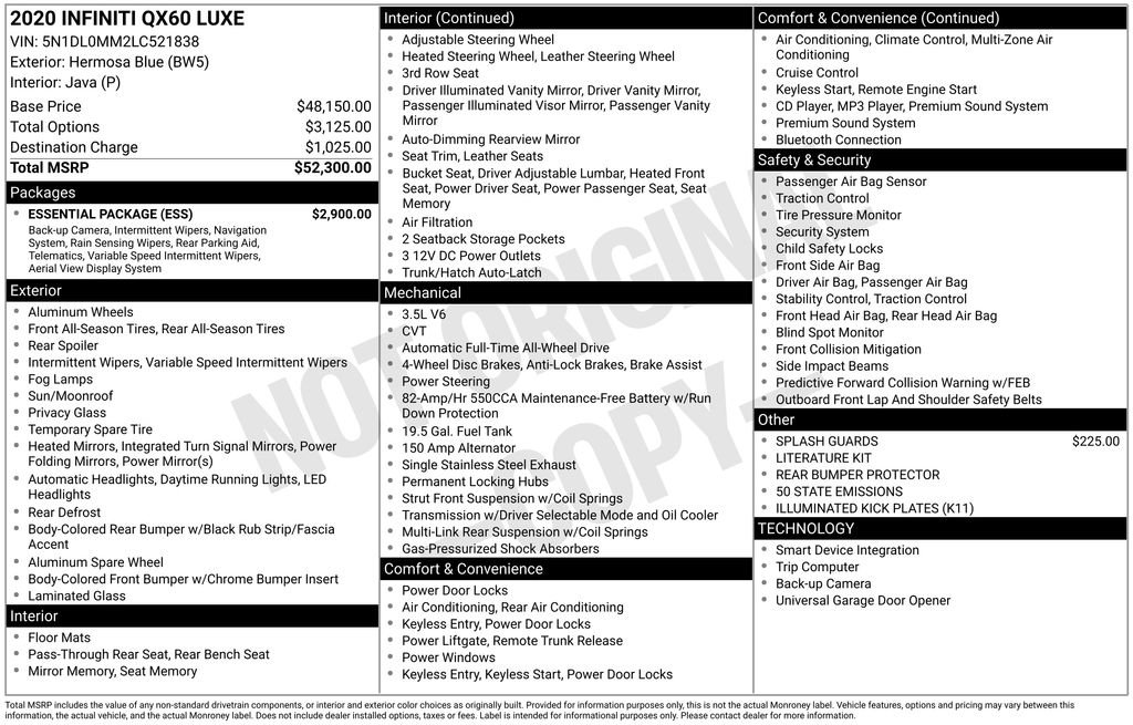 Used 2020 INFINITI QX60 Luxe w/ Essential Package image 4