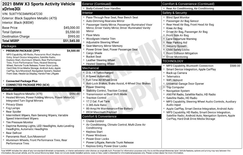 Certified 2021 BMW X3 xDrive30i w/ Premium Package AWD/4WD image 6