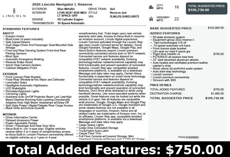 Used 2025 Lincoln Navigator L Reserve AWD/4WD image 3