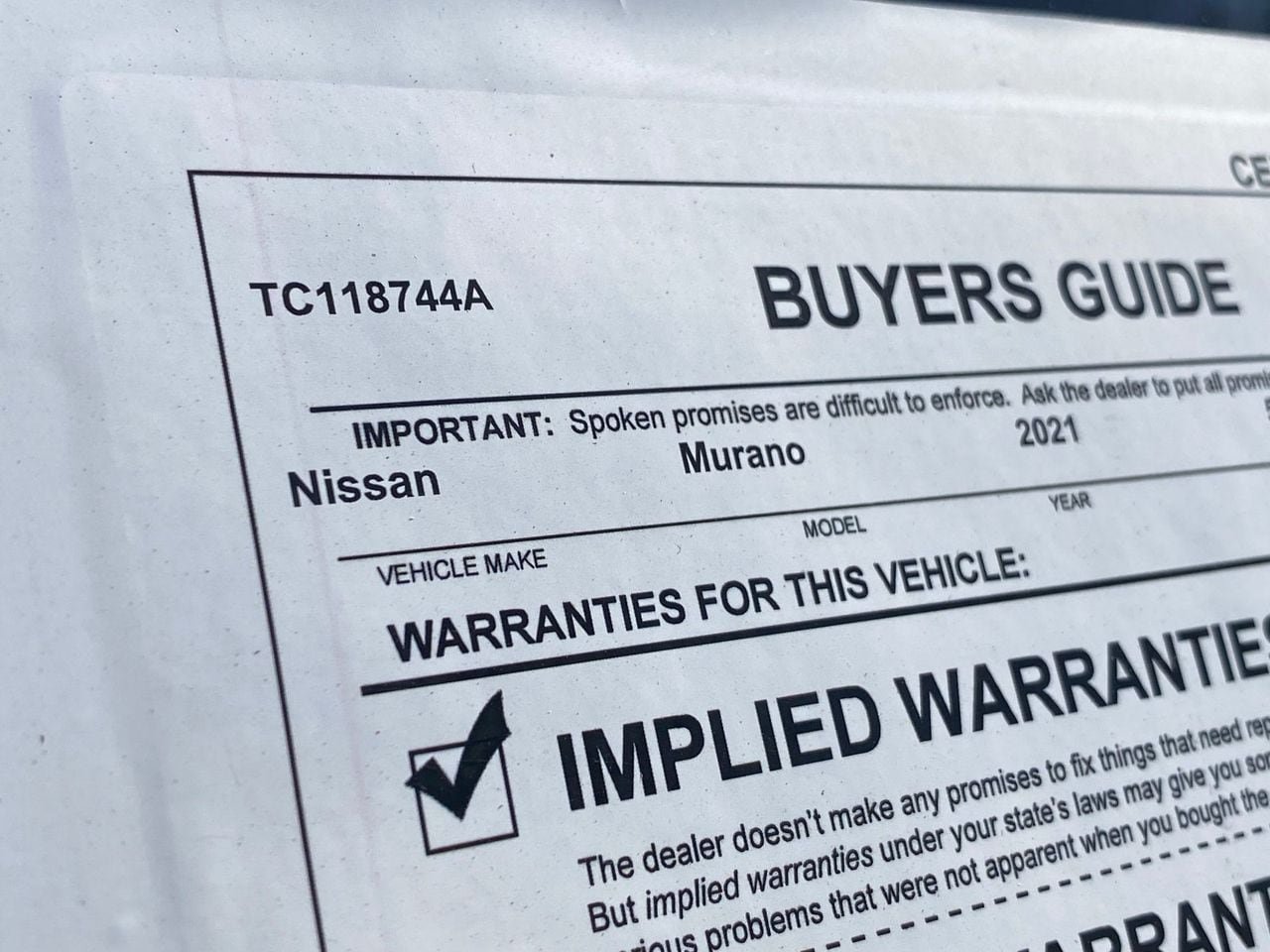 Certified 2021 Nissan Murano SV FWD image 35