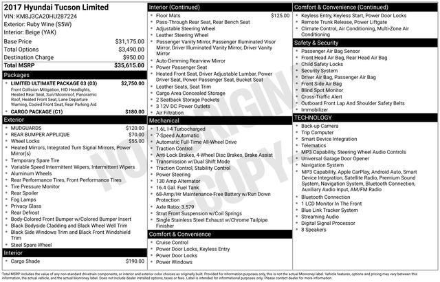 Used 2017 Hyundai Tucson Limited w/ Limited Ultimate Package 03 AWD/4WD image 12