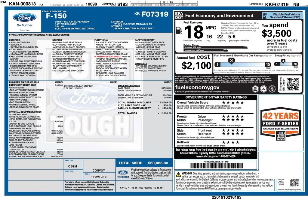 Used 2019 Ford F150 Lariat w/ Equipment Group 502A Luxury image 3