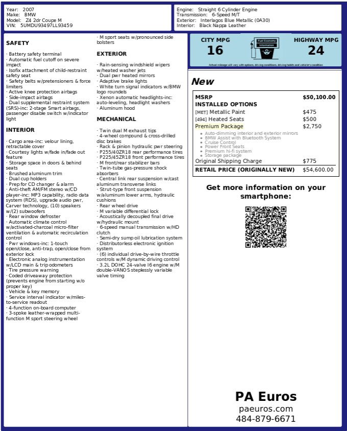 Used 2007 BMW M Coupe RWD image 2