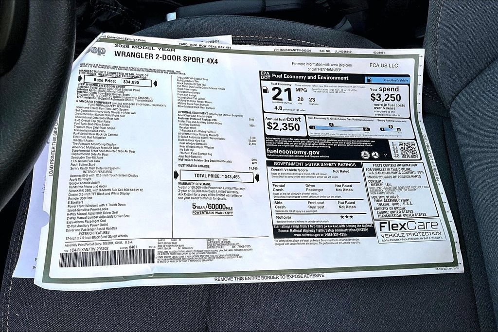 New 2026 Jeep Wrangler Sport AWD/4WD image 14