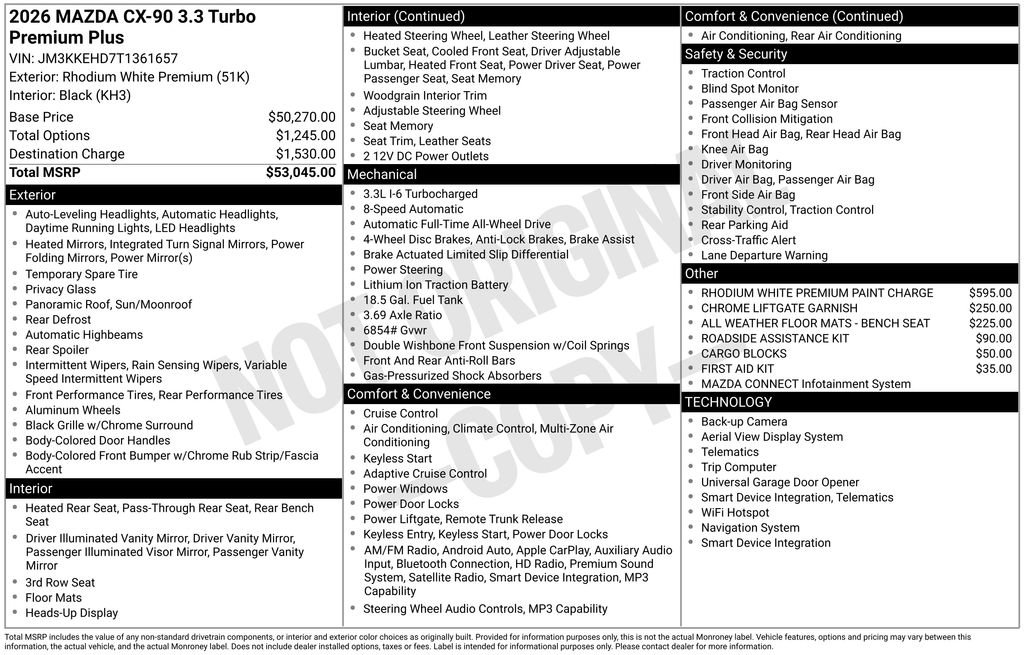 New 2026 MAZDA CX-90 3.3 Turbo w/ Premium Plus Pkg image 37