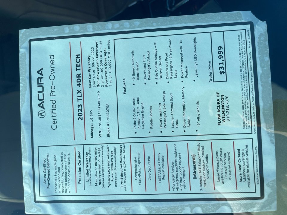 Certified 2023 Acura TLX w/ Technology Package image 33