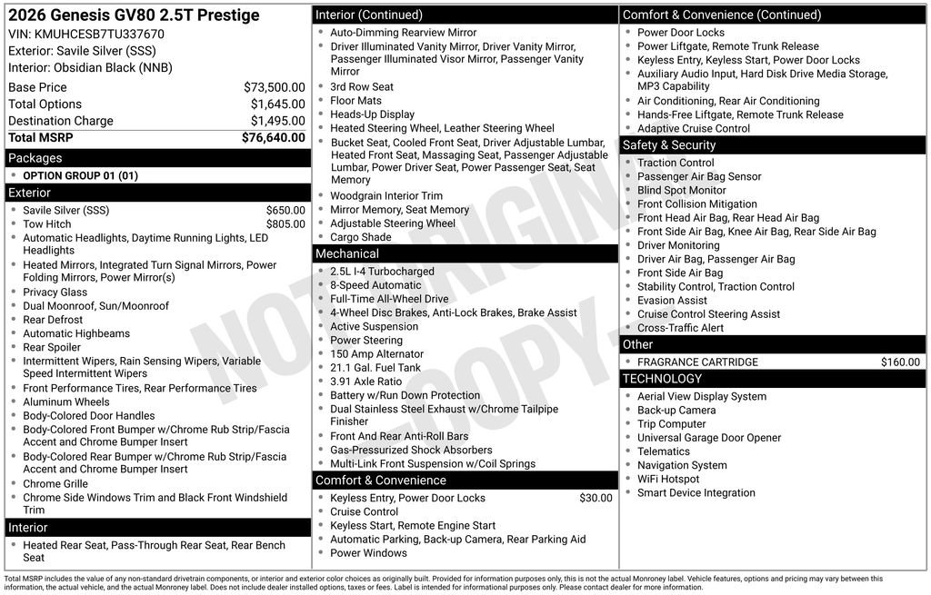 New 2026 Genesis GV80 2.5T Prestige image 5