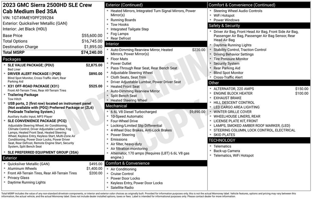 Used 2023 GMC Sierra 2500 SLE w/ SLE Value Package; image 34