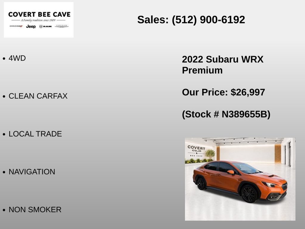 Used 2022 Subaru WRX Premium AWD/4WD image 9