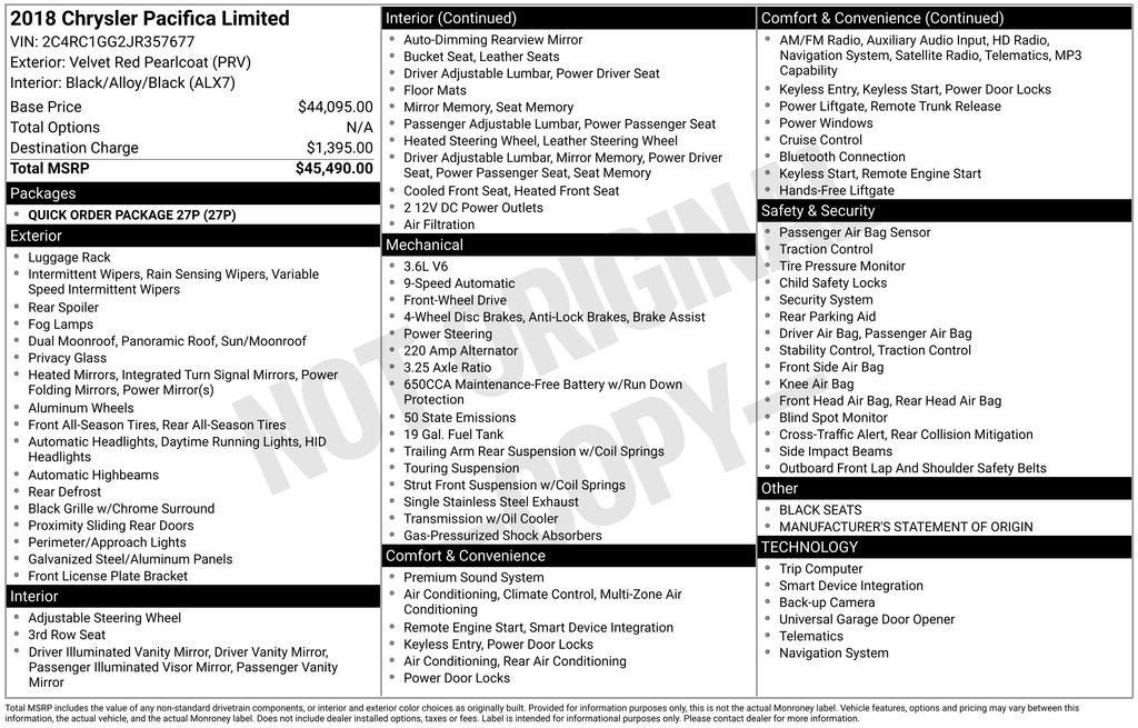 Used 2018 Chrysler Pacifica Limited FWD image 35
