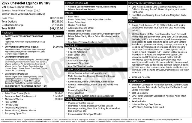 New 2027 Chevrolet Equinox RS w/ Safety and Technology Package FWD image 4