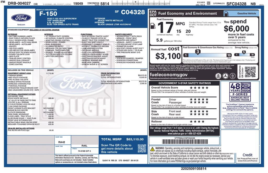 New 2025 Ford F150 Tremor w/ Equipment Group 402A High AWD/4WD image 34