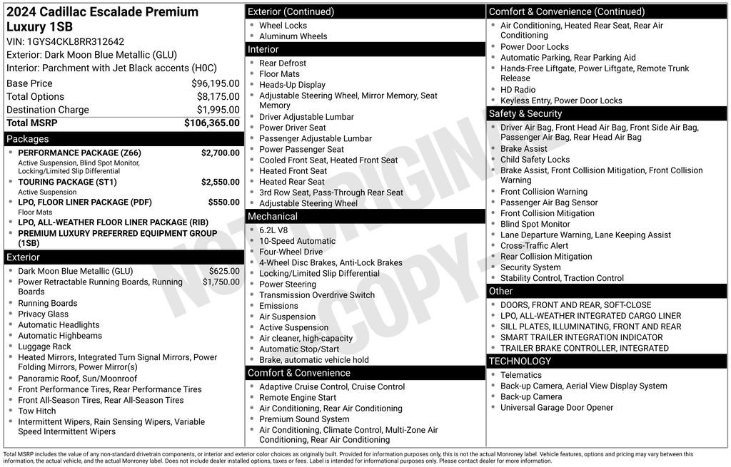 Certified 2024 Cadillac Escalade Premium Luxury w/ Performance Package AWD/4WD image 39