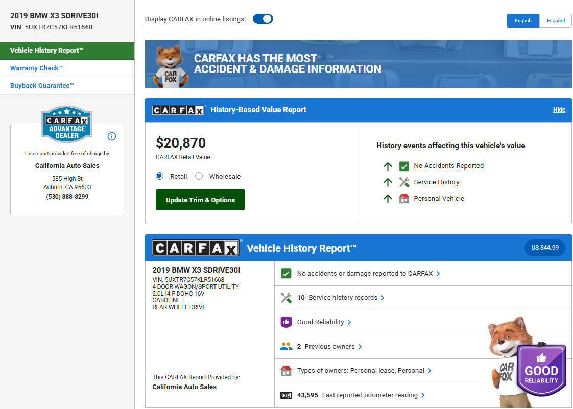 Used 2019 BMW X3 sDrive30i w/ Convenience Package image 2