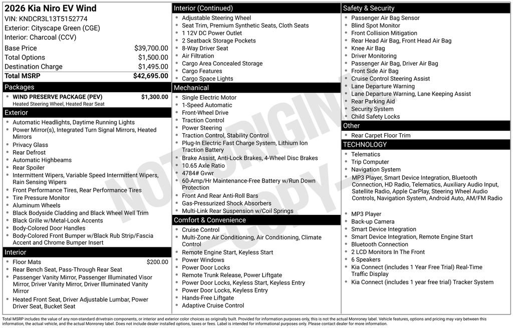 New 2026 Kia Niro Wind w/ Wind Preserve Package FWD image 2
