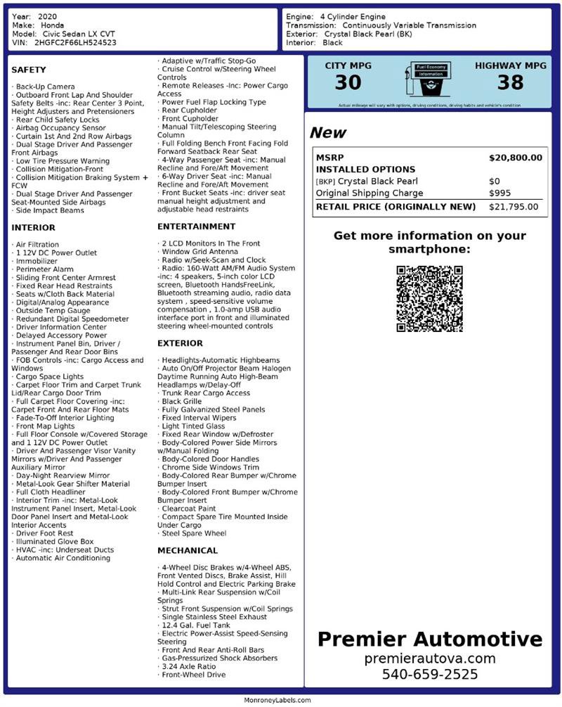 Used 2020 Honda Civic LX image 9