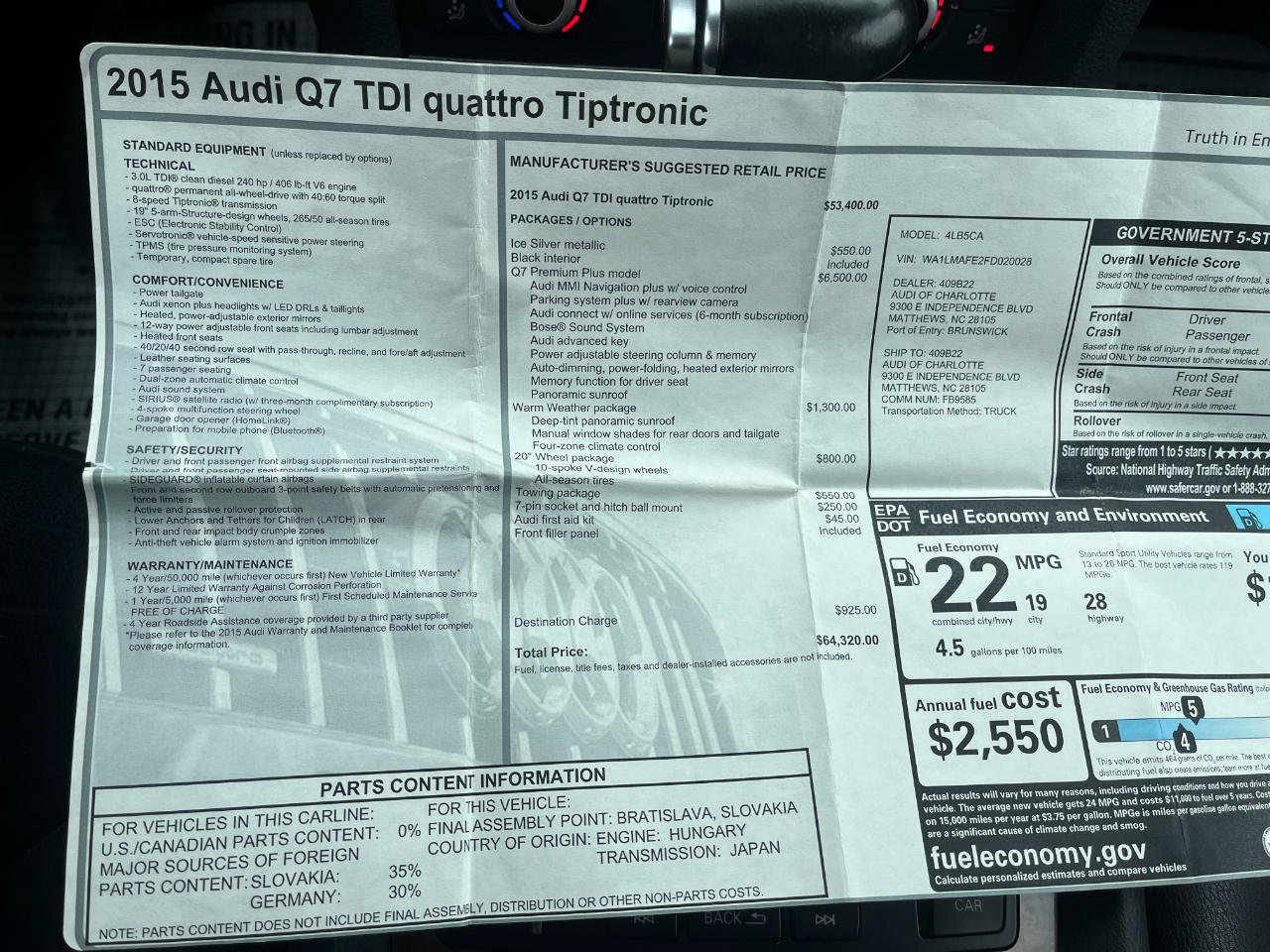 Used 2015 Audi Q7 TDI Premium Plus w/ Premium Plus Package image 43