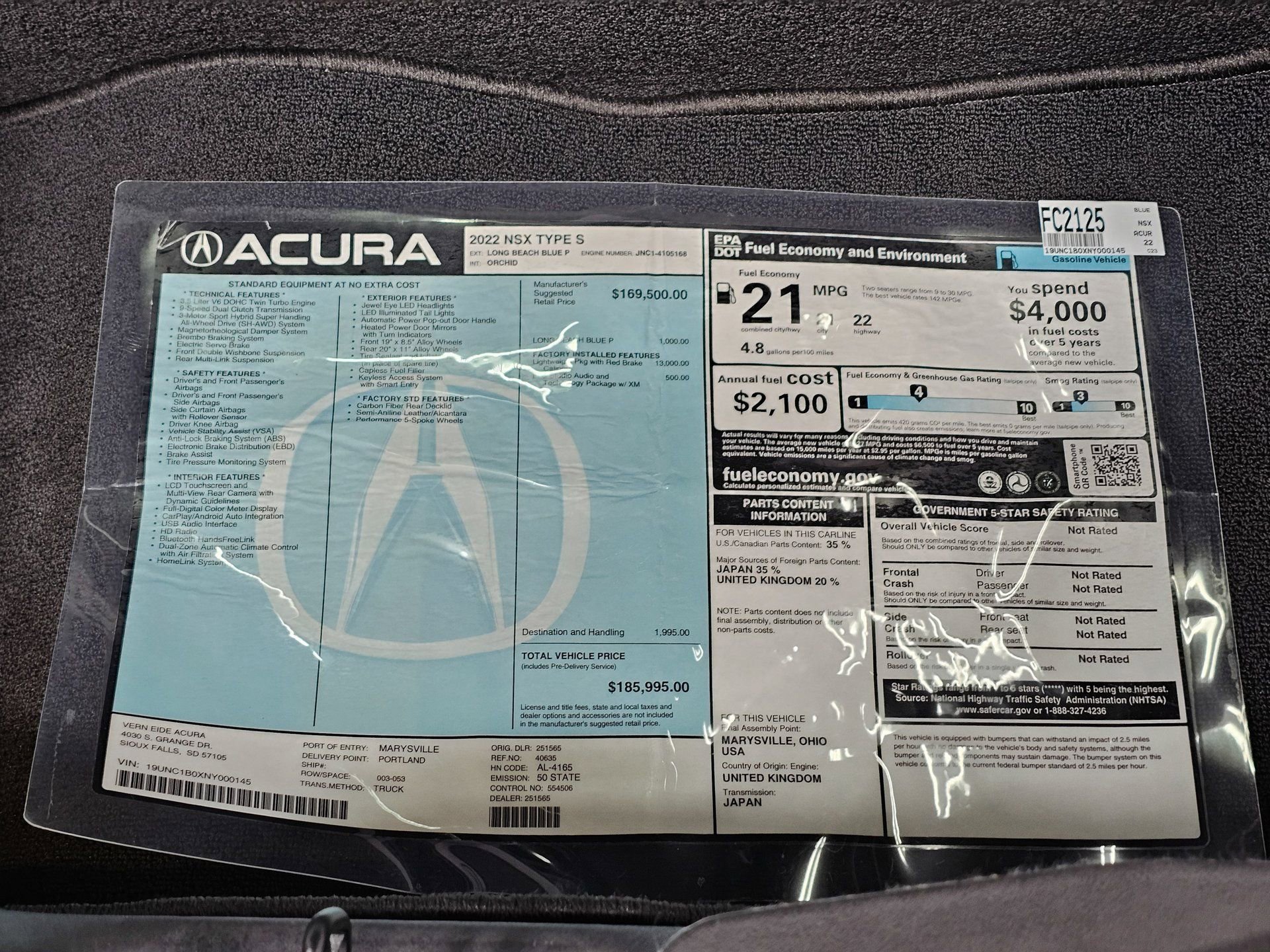 Used 2022 Acura NSX Type S AWD/4WD image 46