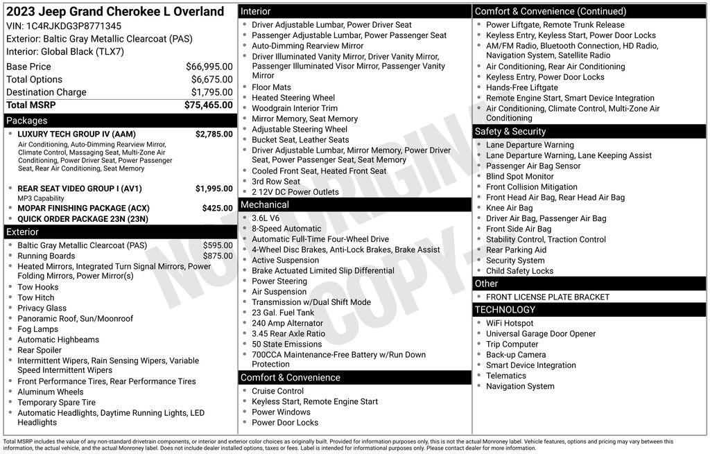 Certified 2023 Jeep Grand Cherokee L Overland w/ Luxury Tech Group IV image 47