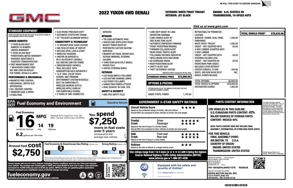 Used 2022 GMC Yukon Denali AWD/4WD image 2