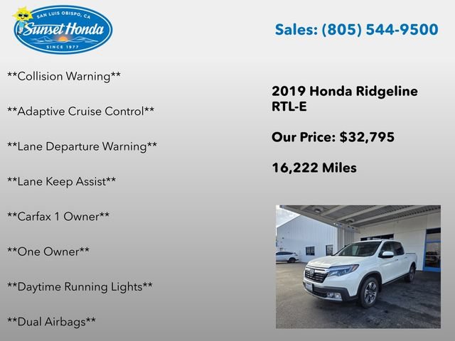 Certified 2019 Honda Ridgeline RTL-E image 7