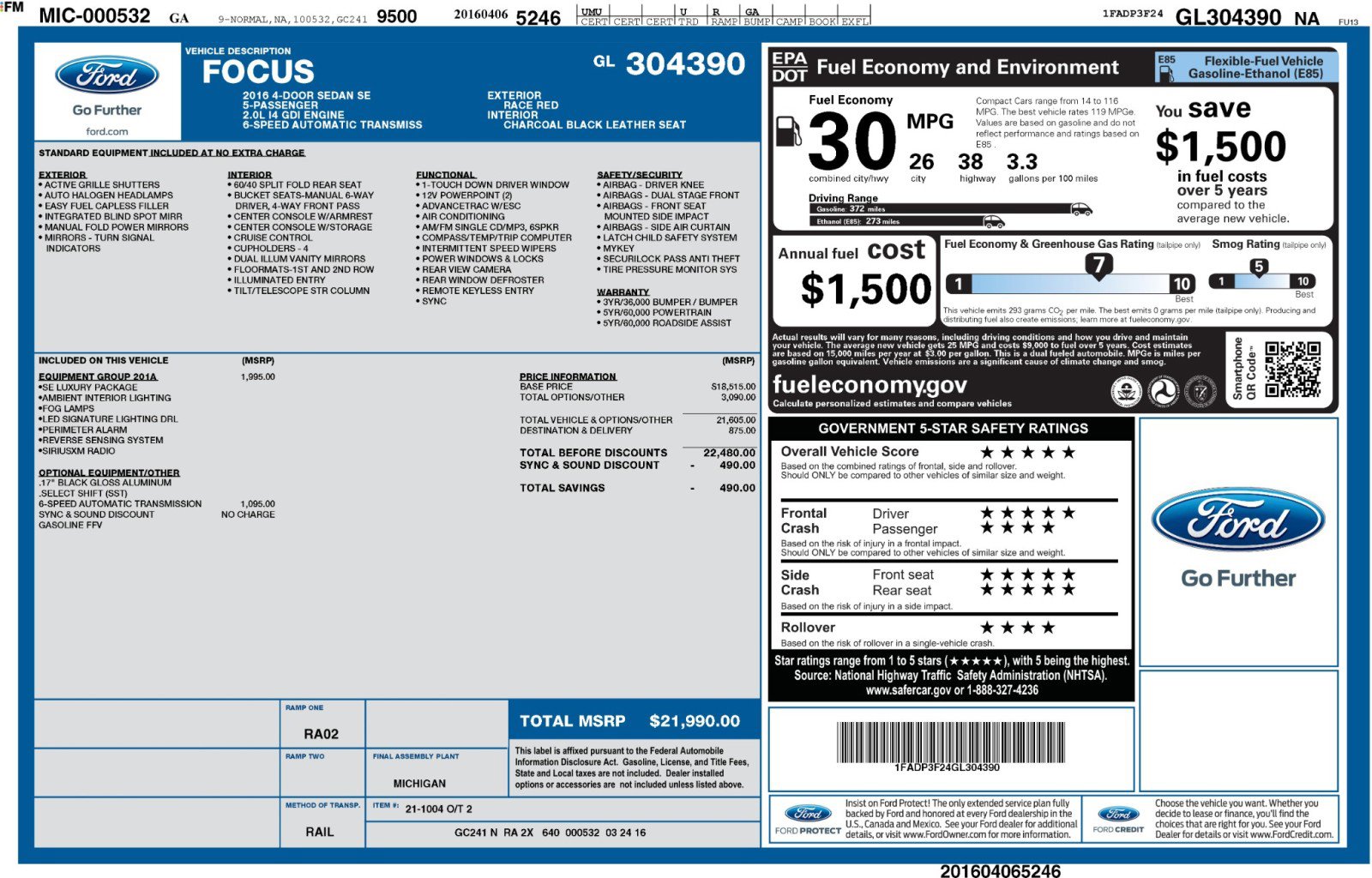 Used 2016 Ford Focus SE w/ Equipment Group 201A FWD image 47