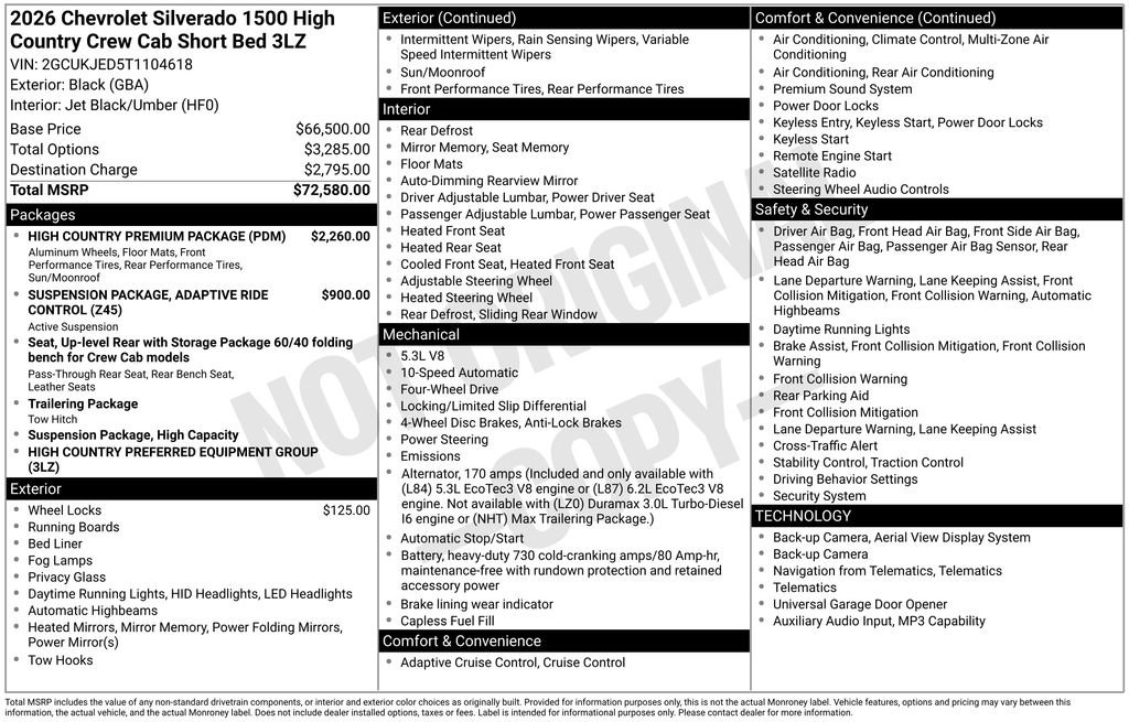 Used 2026 Chevrolet Silverado 1500 High Country w/ High Country Premium Package AWD/4WD image 32