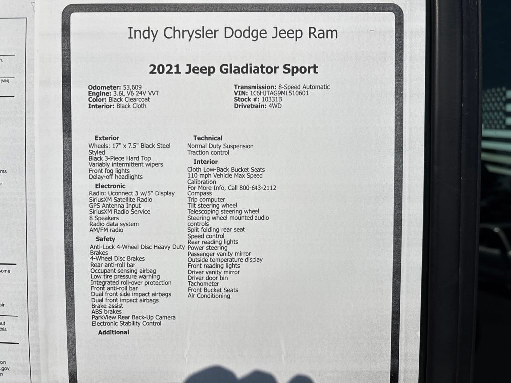 Used 2021 Jeep Gladiator Sport AWD/4WD image 24