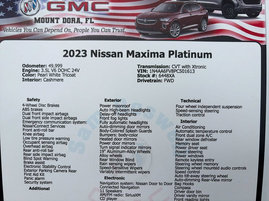 Used 2023 Nissan Maxima Platinum w/ Sport Mat Group FWD image 36