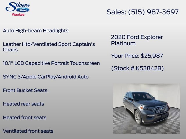 Used 2020 Ford Explorer Platinum w/ Premium Technology Package image 25