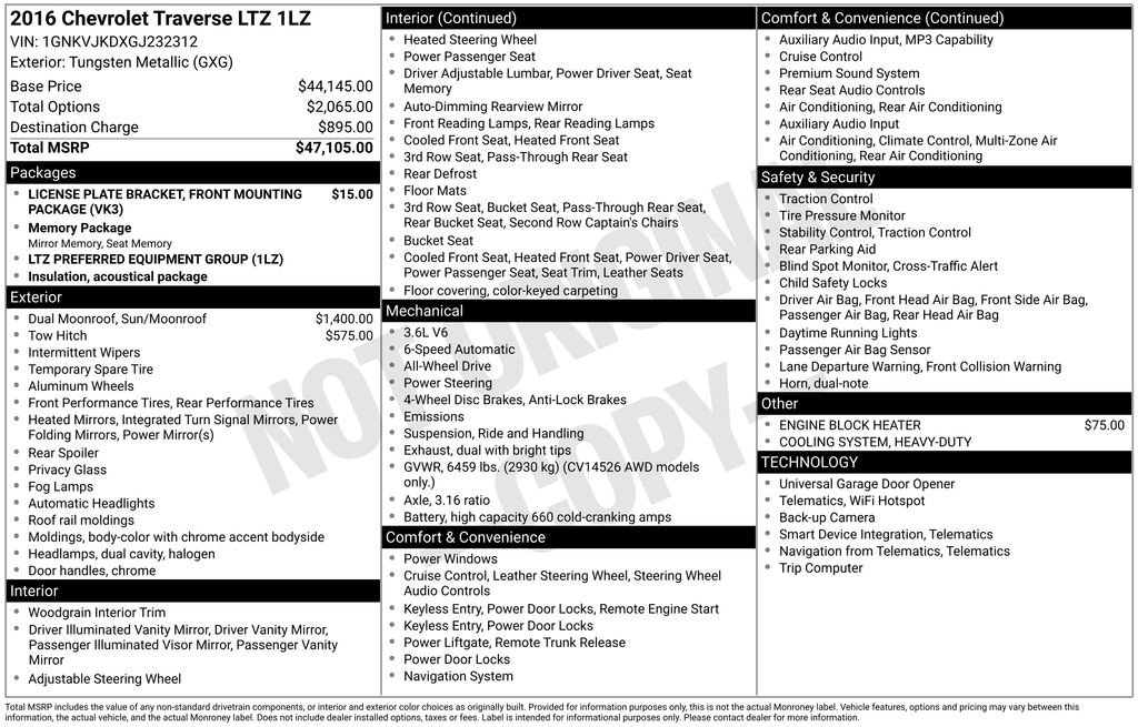 Used 2016 Chevrolet Traverse LTZ AWD/4WD image 30
