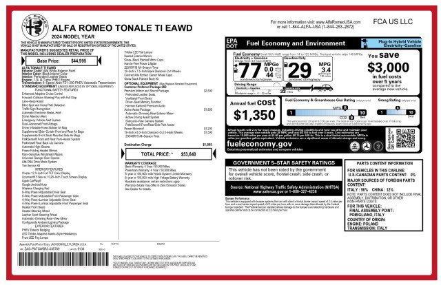 Used 2024 Alfa Romeo Tonale Ti AWD/4WD image 2