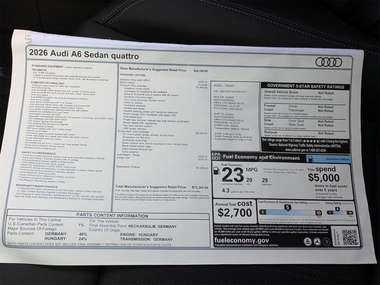 New 2026 Audi A6 Premium Plus image 18