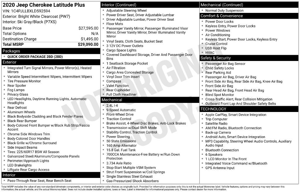Used 2020 Jeep Cherokee Latitude Plus FWD image 4