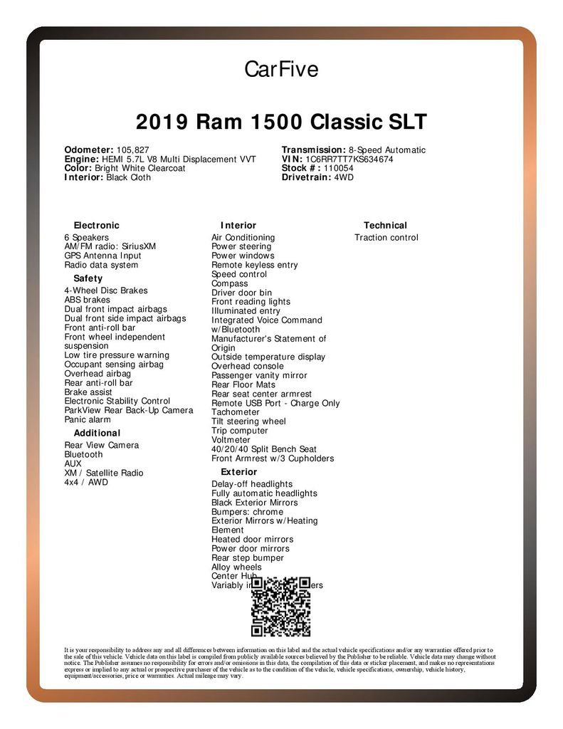 Used 2019 RAM 1500 Classic SLT AWD/4WD image 33