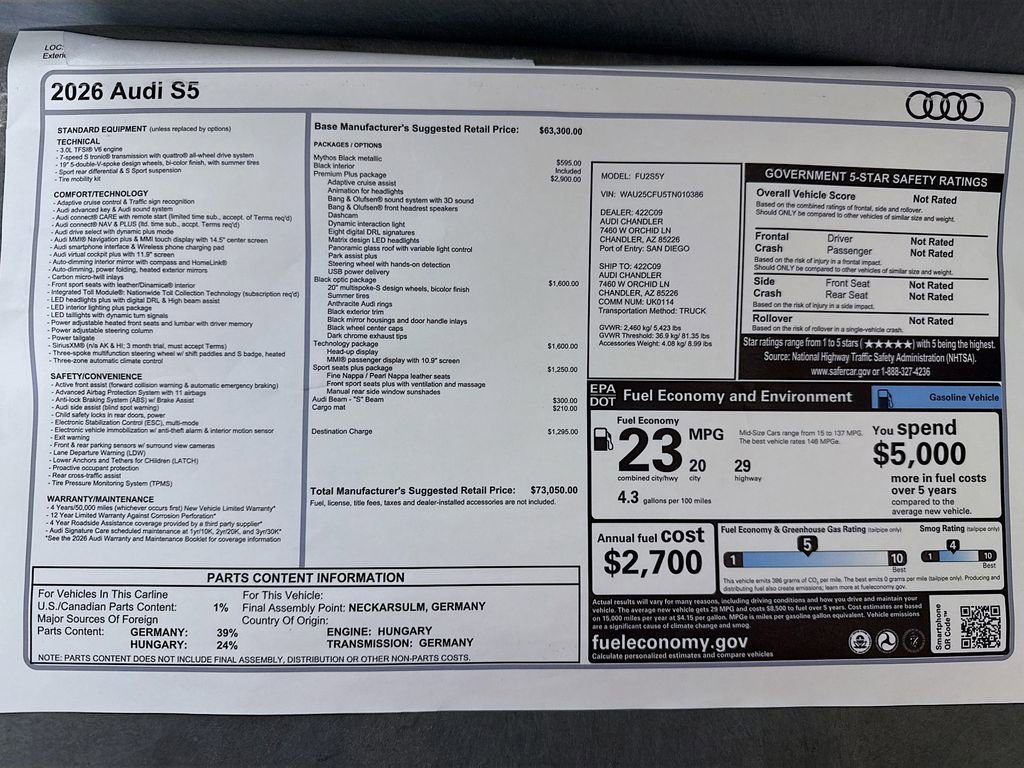 New 2026 Audi S5 Premium Plus AWD/4WD image 9