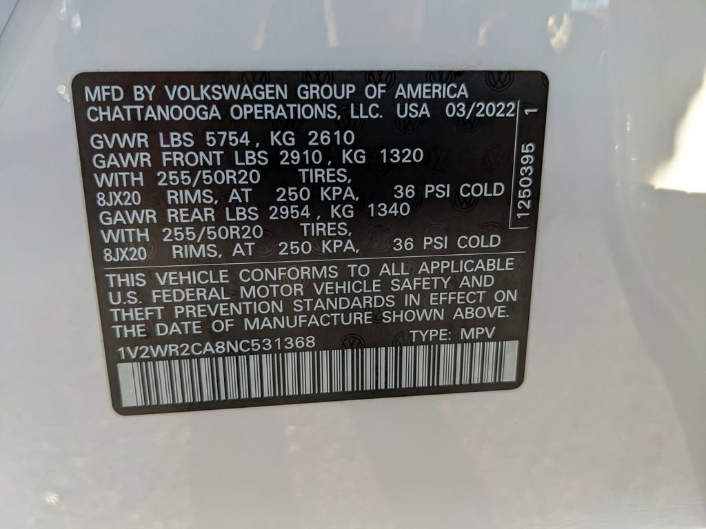 Certified 2022 Volkswagen Atlas SE FWD image 33