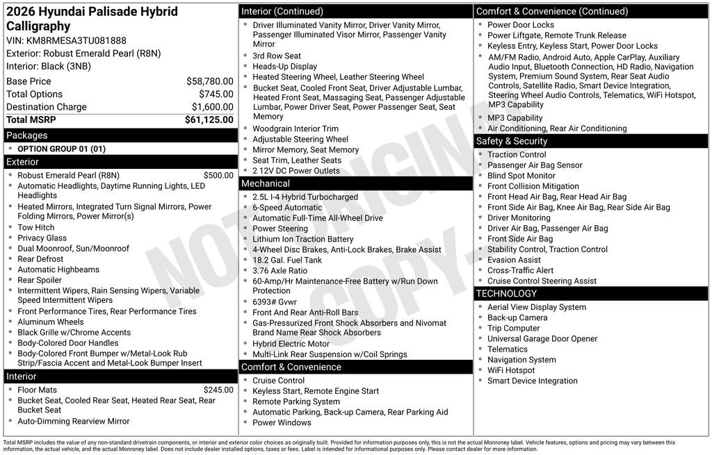 New 2026 Hyundai Palisade Calligraphy AWD/4WD image 6